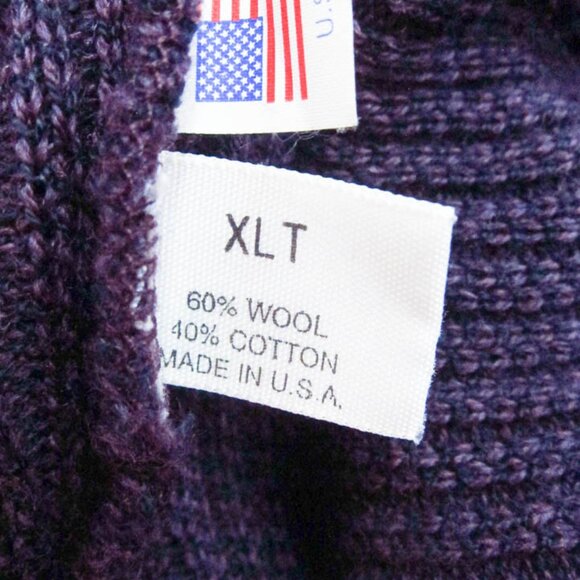 PRISTINE St. Croix Knits Wool & Cotton Blend Purple Henley Polo Sweater XL XLT - Picture 4 of 5